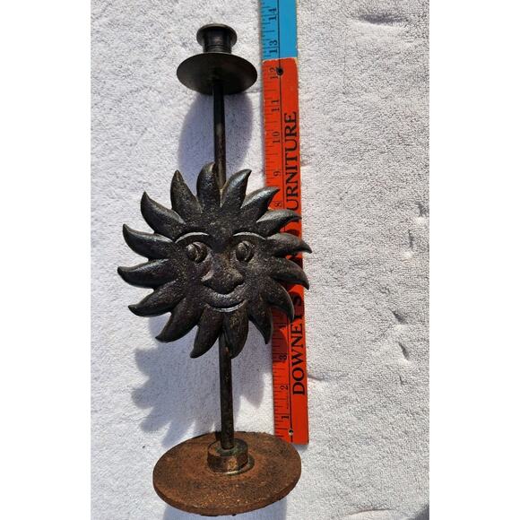 VTG Sun Face Haitian Candlestick Art Recycled Steel Drum Metal Wall 14" - Picture 5 of 13
